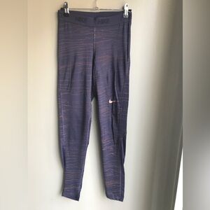 Women's Nike Victory Metallic Crackle Gold Tights Gray Gym Training Legging S